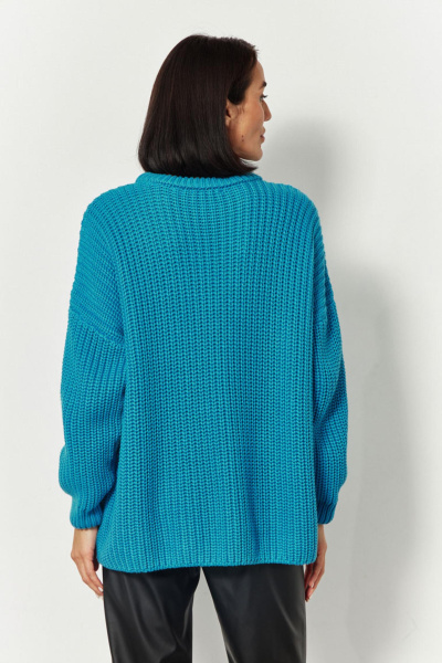 Свитер крупной вязки из хлопка (one size, бирюзовый) 2679